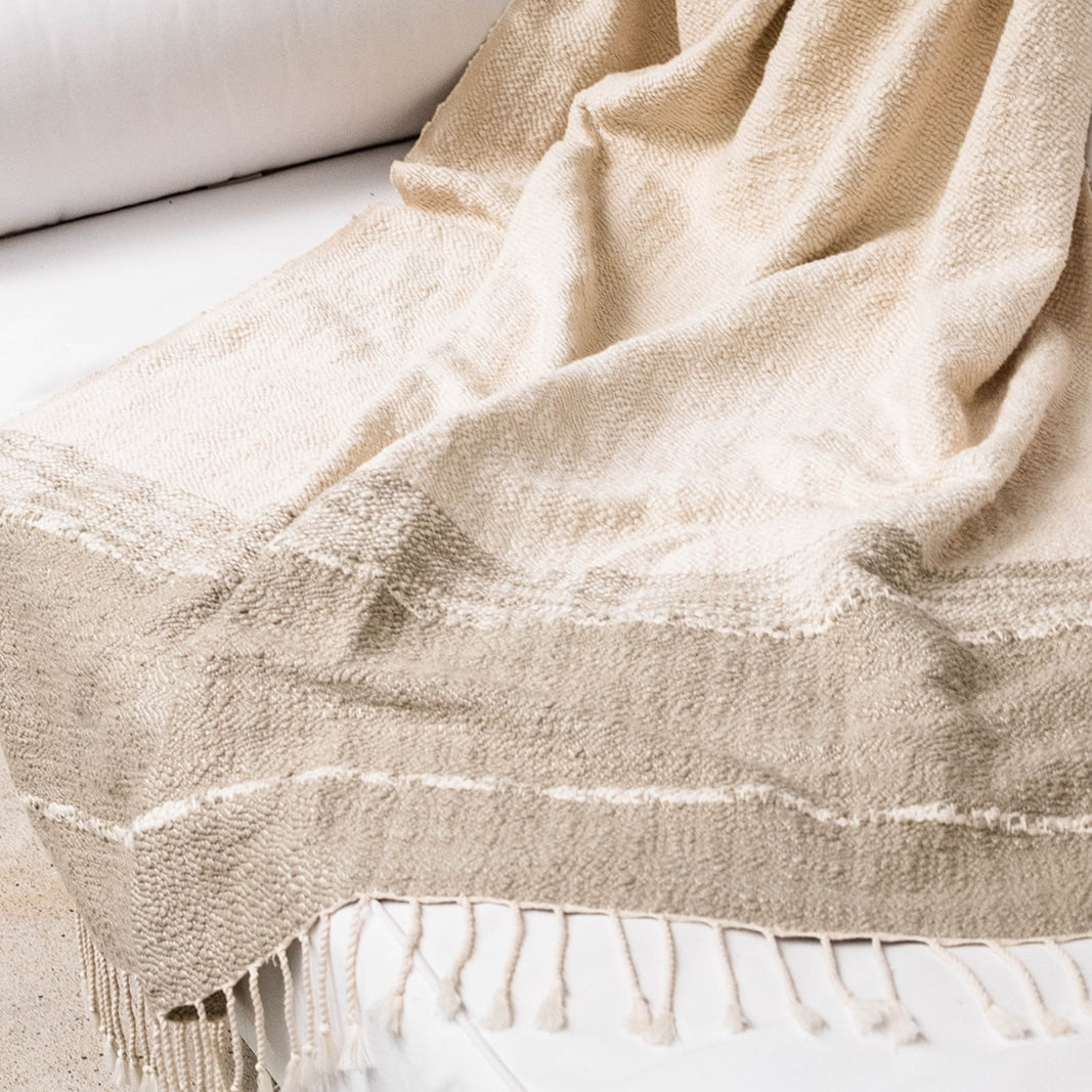 Beige Ribbon Throw