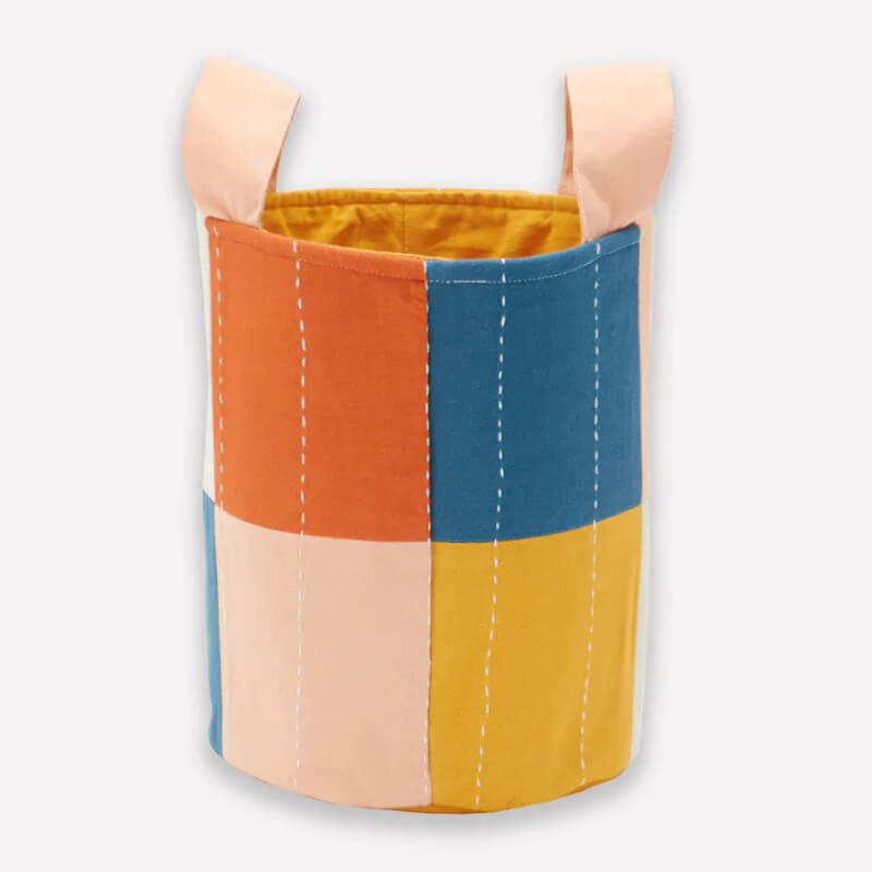 Checkered Fabric Storage Bin