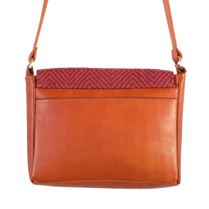 Leather Crossbody with Handwoven Flap