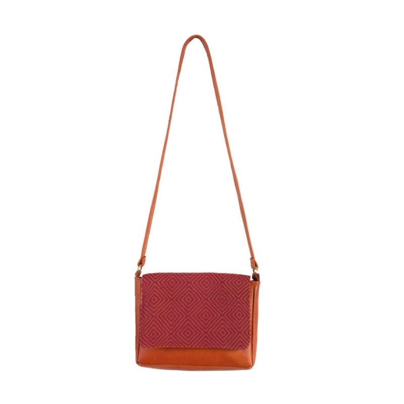 Leather Crossbody with Handwoven Flap