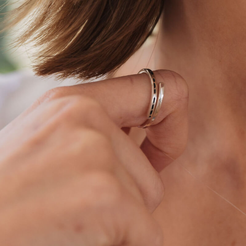 Joy Morse Code Stamped Ring
