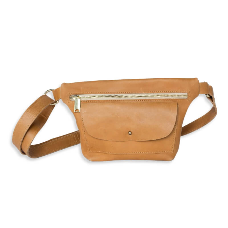 Zip-Top Crossbody Leather Bag
