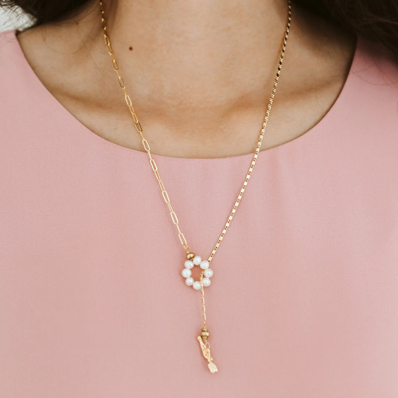 T-Bar Pearl Pendant Necklace