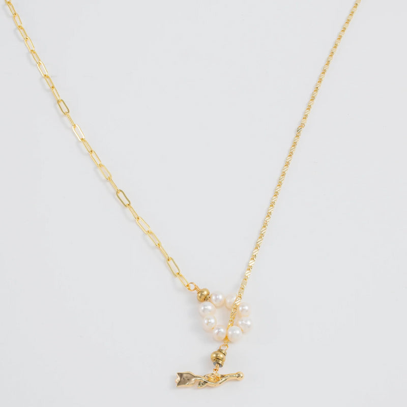 T-Bar Pearl Pendant Necklace